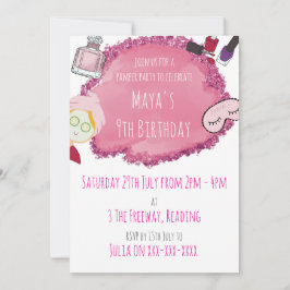 Convite de festas Pamper Spa para Festa de Criança