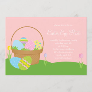Convite de festas Páscoa de caça de ovos na cesta