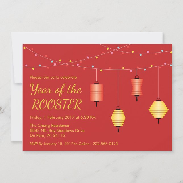 Convite de festas personalizado chinês do ano novo (Frente)