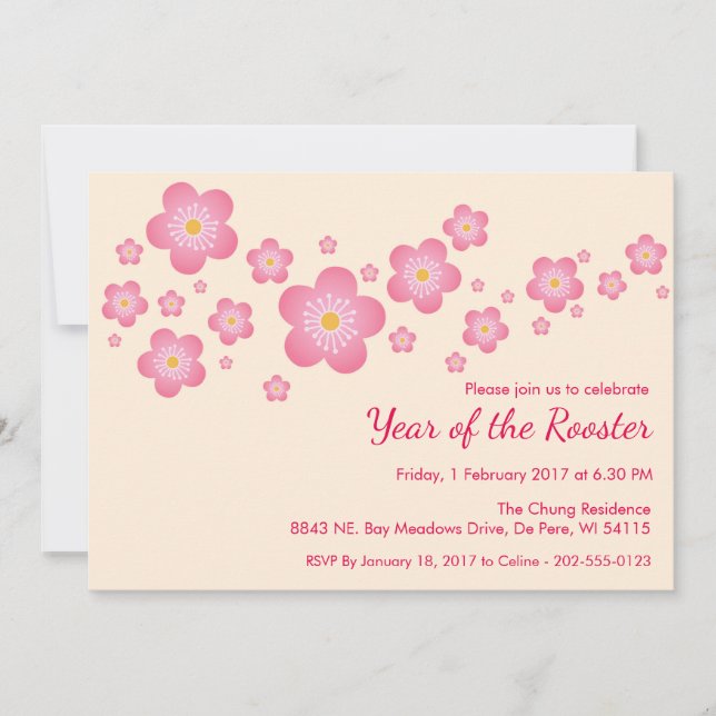 Convite de festas Personalizado de Ano Novo Chinês (Frente)