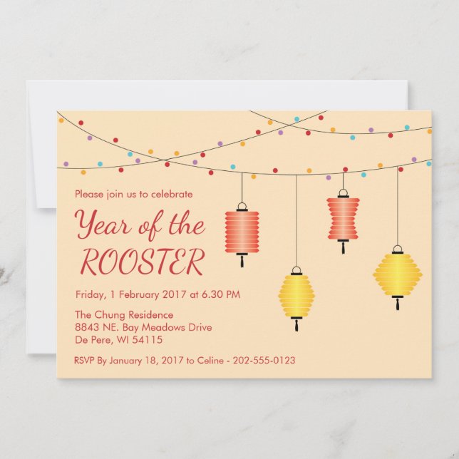 Convite de festas Personalizado de Ano Novo Chinês (Frente)