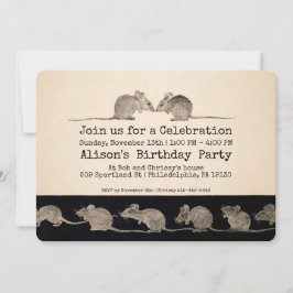Convite de festas Personalizável de Ratos Vintage