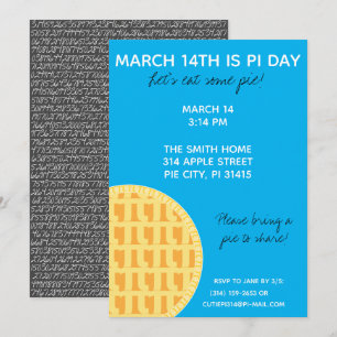 Convite de festas Pi Day com Dígitos Pi na Parte 