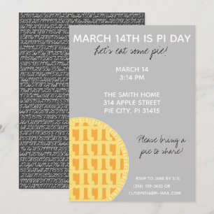 Convite de festas Pi Day com Dígitos Pi na Parte
