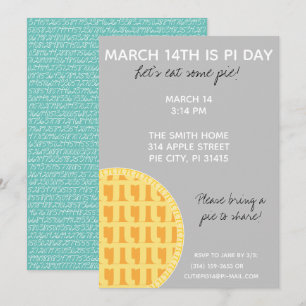 Convite de festas Pi Day com Dígitos Pi na Parte 