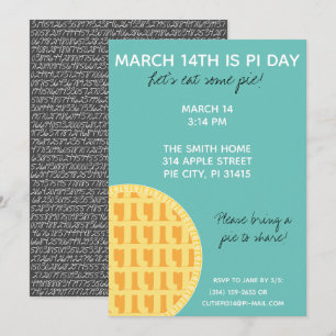 Convite de festas Pi Day com Dígitos Pi na Parte 
