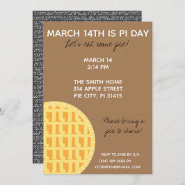Convite de festas Pi Day com Dígitos Pi na Parte T