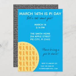Convite de festas Pi Day com Dígitos Pi na Parte T