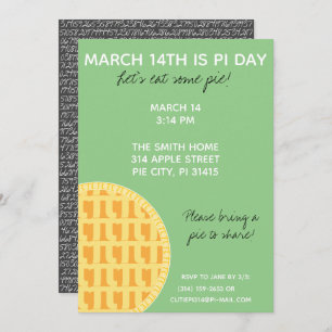 Convite de festas Pi Day com Dígitos Pi na Parte T