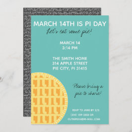 Convite de festas Pi Day com Dígitos Pi na Parte T