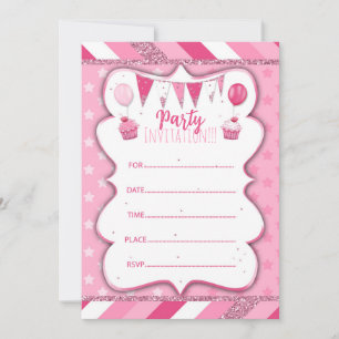 Convite de festas Pinky para escrever manualmente