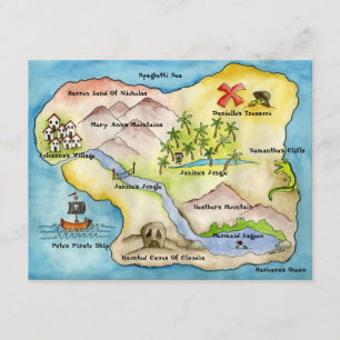 Convite de festas Pirate Map 4,25"x 5,5"