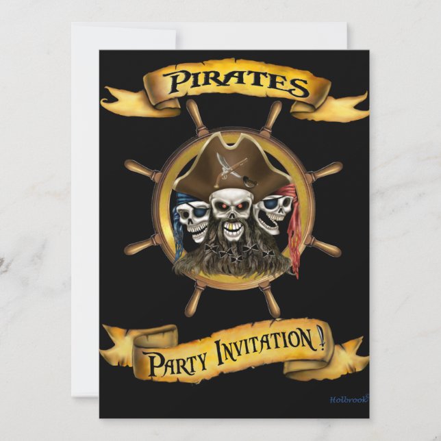 Convite de festas Pirates (Frente)