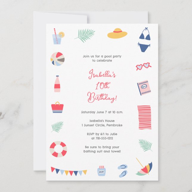 Convite de festas piscina (Frente)