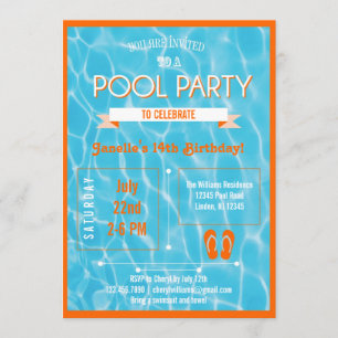 Convite de festas Piscina