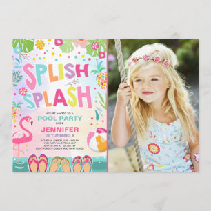 convite de festas Piscina Flamingo Abacaxi tropica