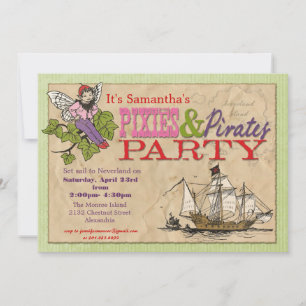 Convite de festas Pixies e Pirates