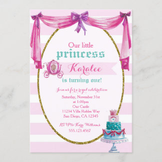 Convite de festas primeiro aniversario princesa