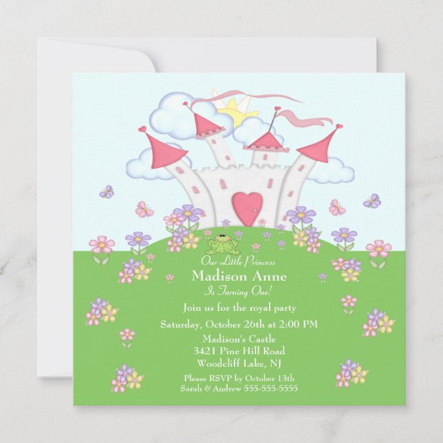 Convite de festas primeiro aniversario princesa (Frente)