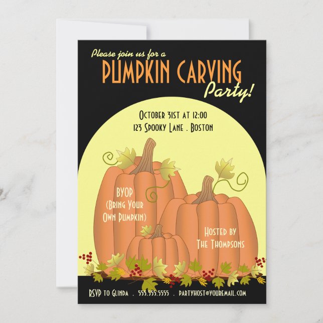 Convite de festas Pumpkins e Luar (Frente)