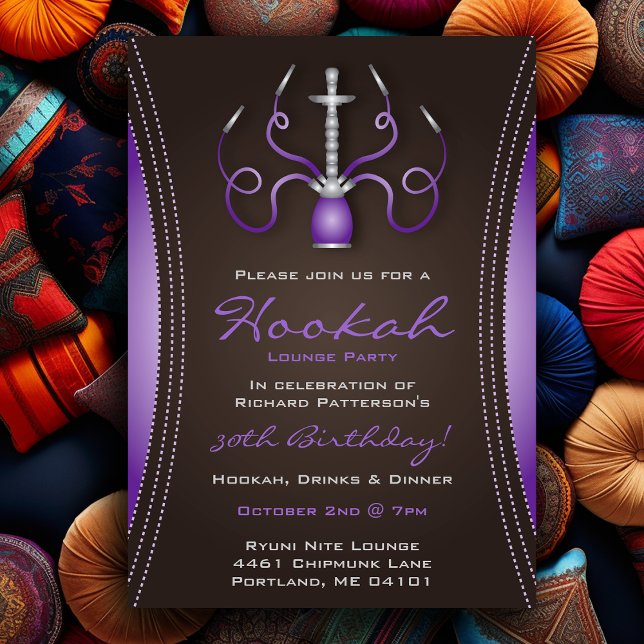 Convite de festas Purple Hookah (Purple Hookah Party Invitation
)