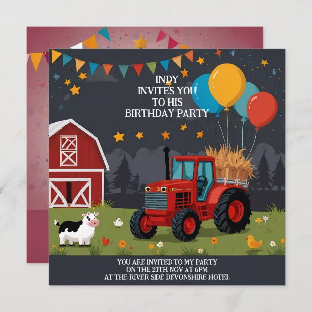 Convite de festas que você pode personalizar ao se (Frente/Verso)