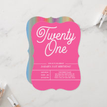 Convite de festas Rainbow Modern aniversário de 21