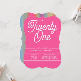 Convite de festas Rainbow Modern aniversário de 21