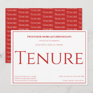 Convite de festas Red Academic Tenure