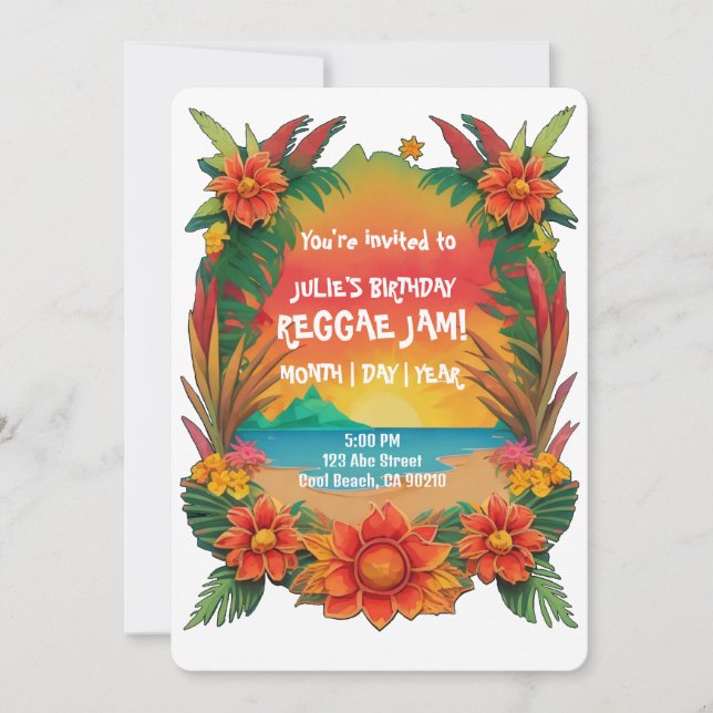Convite de festas Reggae (Frente)