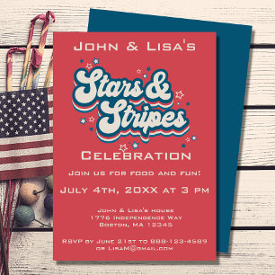 Convite de festas retrô 4 de julho