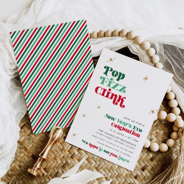 Convite de festas Retro Boho de Ano Novo (Criador carregado)