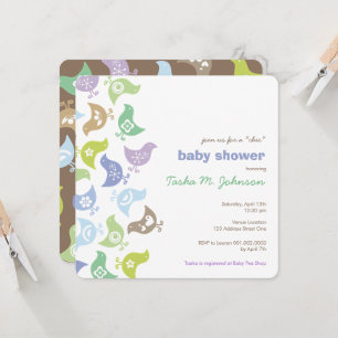 Convite de festas retro do chá de fraldas do