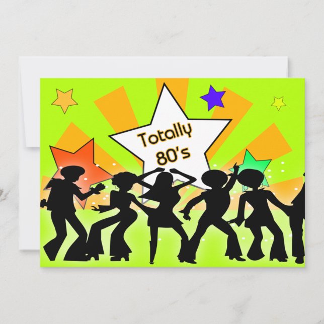convite de festas retrô totalmente anos 80 (Frente)