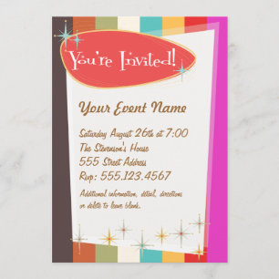 Convite de festas Retroativo Colorido