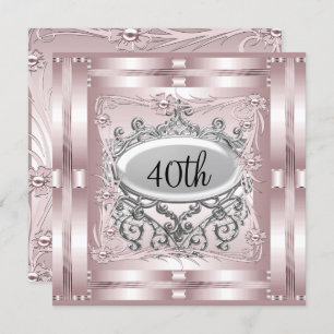 Convite de festas rosa aniversário de 40 anos