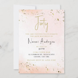 Convite de festas rosa aniversário de 40 anos