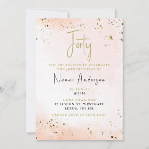 Convite de festas rosa aniversário de 40 anos