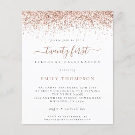Convite de festas Rosa Glitter Girly 21 rua