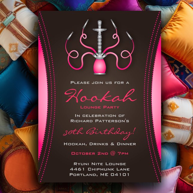 Convite de festas Rosa Hookah (Pink Hookah Party Invitation
)