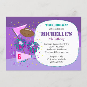 Convite de festas Roxo para Crianças de Futebol