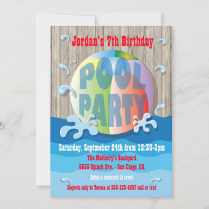 Convite de festas russo de Piscina com a praia Bal