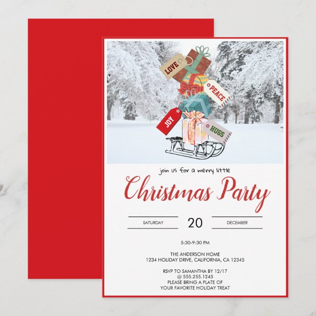 Convite de festas Russo Único de Natal para a Neve (Frente/Verso)