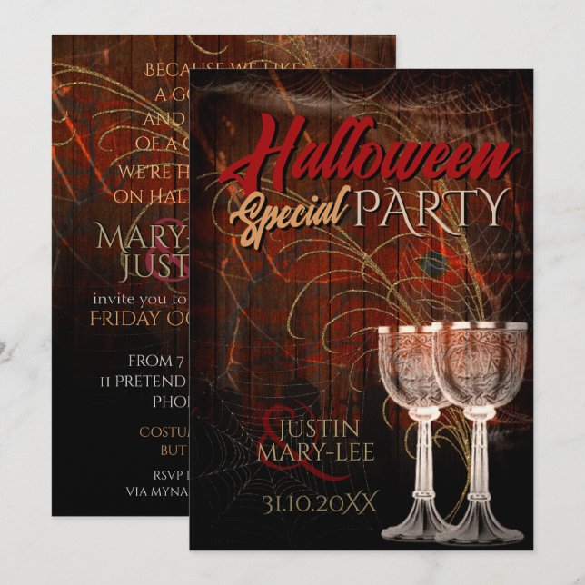 Convite de festas Rustic Halloween Vintage Charm (Frente/Verso)