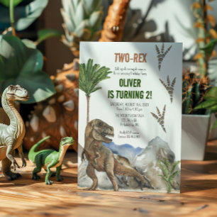 Convite de festas segundo aniversário do Dinossaur
