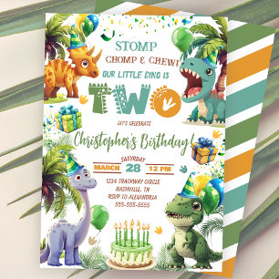 Convite de festas segundo aniversário do Dinossaur