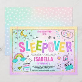 Convite de festas Sleepover Deslizando Partido Paj