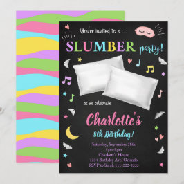Convite de festas Sleepover Preto