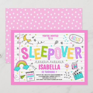 Convite de festas Sleepover Slumber Partido Pajama