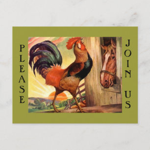 Convite de festas social do galo da reunião-acima